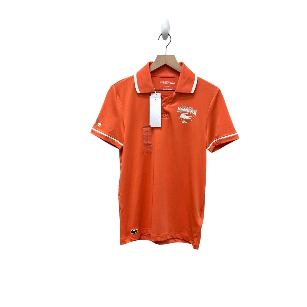 Lacoste Sport Miami Open‎ 2025 Orange Polo Shirt, Size XS, Regular Fit